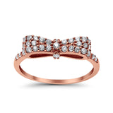 Wedding Ring Ribbon Shape Round Simulated Cubic Zirconia 925 Sterling Silver
