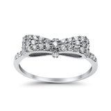 Wedding Ring Ribbon Shape Round Simulated Cubic Zirconia 925 Sterling Silver