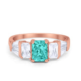 Engagement Ring Radiant Cut Simulated Cubic Zirconia 925 Sterling Silver