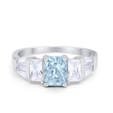 Engagement Ring Radiant Cut Simulated Cubic Zirconia 925 Sterling Silver