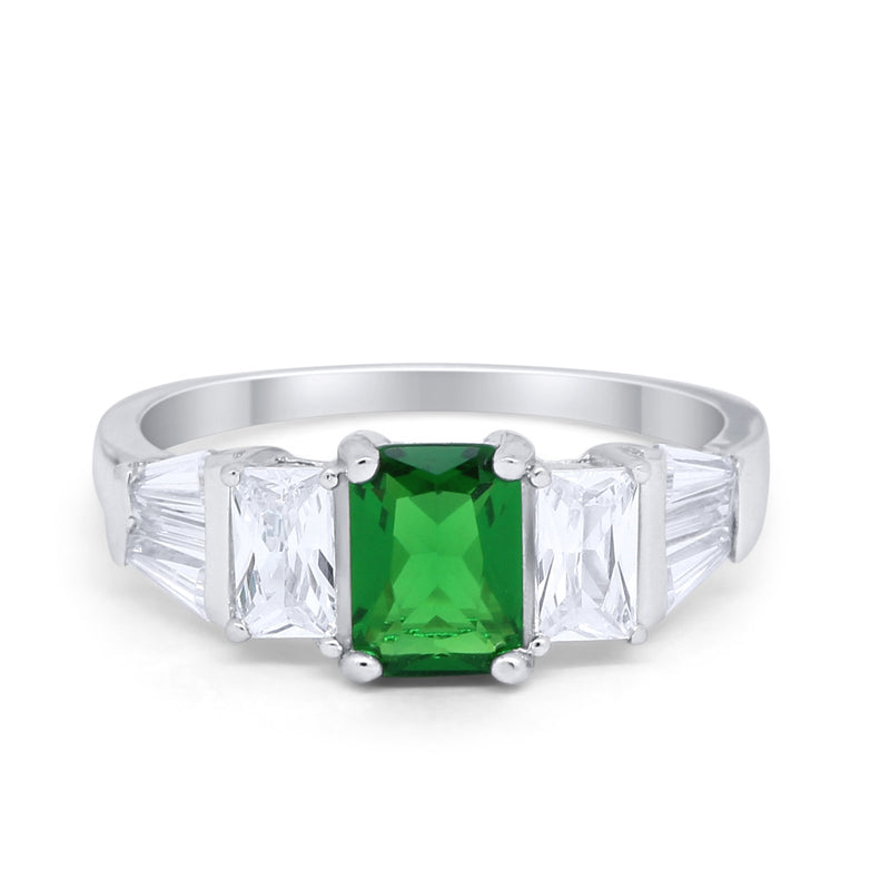 Engagement Ring Radiant Cut Simulated Cubic Zirconia 925 Sterling Silver