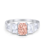 Engagement Ring Radiant Cut Simulated Cubic Zirconia 925 Sterling Silver