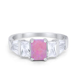 Engagement Ring Radiant Cut Simulated Cubic Zirconia 925 Sterling Silver