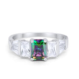 Engagement Ring Radiant Cut Simulated Cubic Zirconia 925 Sterling Silver