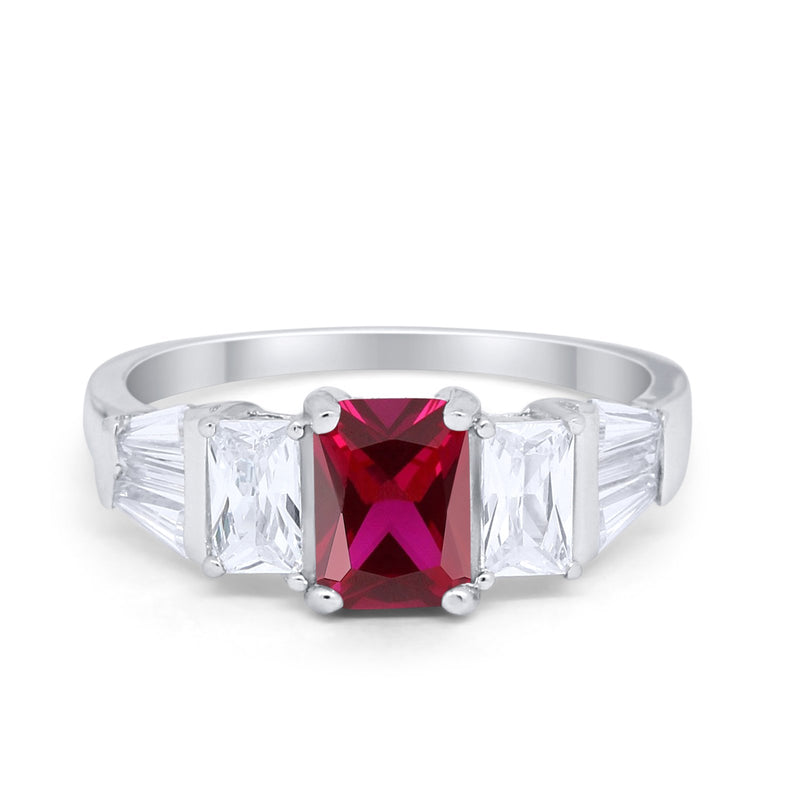 Engagement Ring Radiant Cut Simulated Cubic Zirconia 925 Sterling Silver