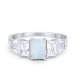 Engagement Ring Radiant Cut Simulated Cubic Zirconia 925 Sterling Silver