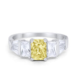 Engagement Ring Radiant Cut Simulated Cubic Zirconia 925 Sterling Silver