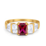 Engagement Ring Radiant Cut Simulated Cubic Zirconia 925 Sterling Silver