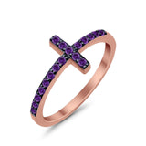 Wedding Eternity Sideways Cross Rings Simulated CZ 925 Sterling Silver