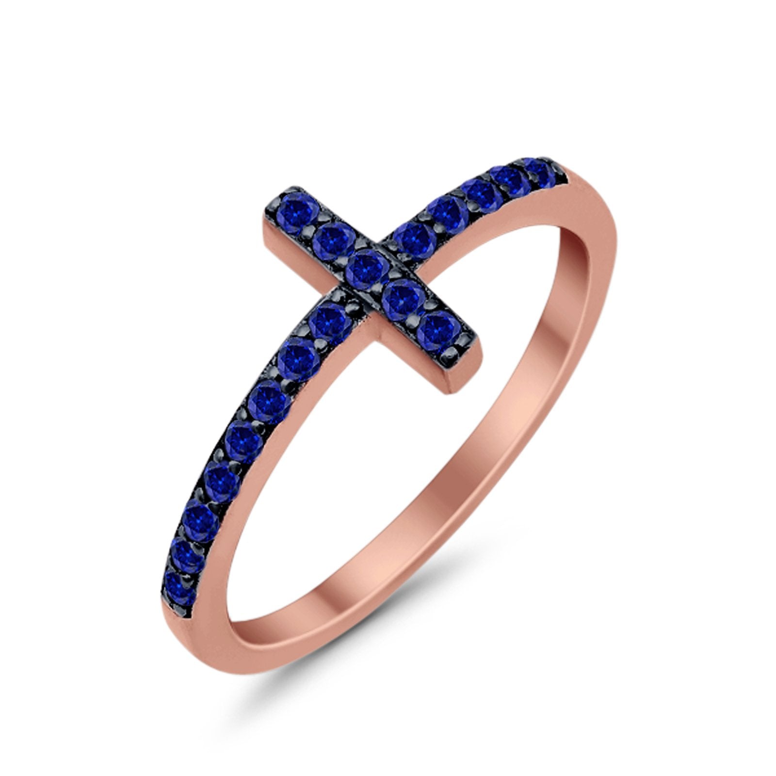 Wedding Eternity Sideways Cross Rings Simulated CZ 925 Sterling Silver