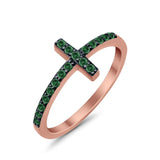 Wedding Eternity Sideways Cross Rings Simulated CZ 925 Sterling Silver