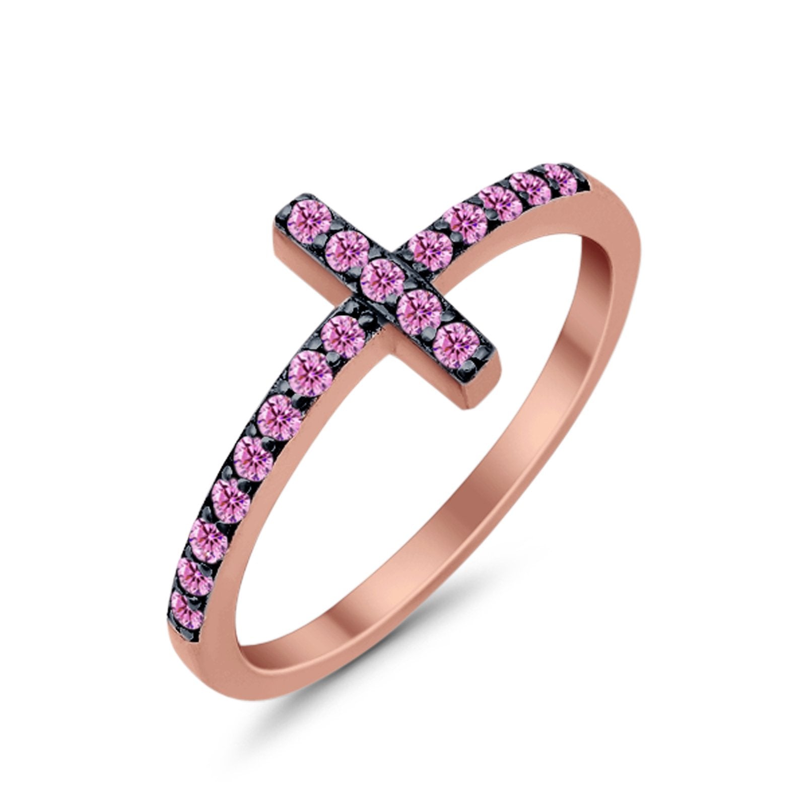 Wedding Eternity Sideways Cross Rings Simulated CZ 925 Sterling Silver