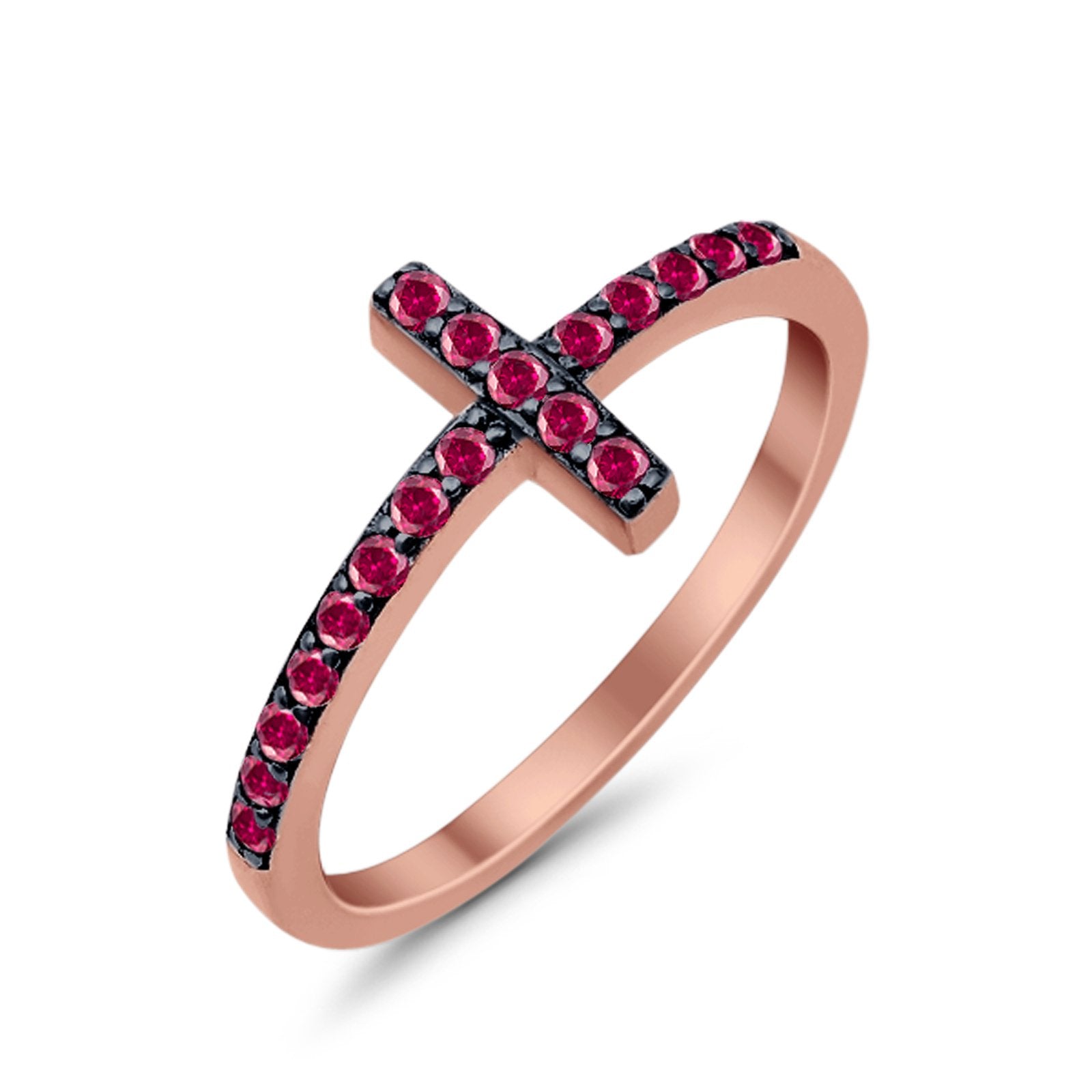 Wedding Eternity Sideways Cross Rings Simulated CZ 925 Sterling Silver