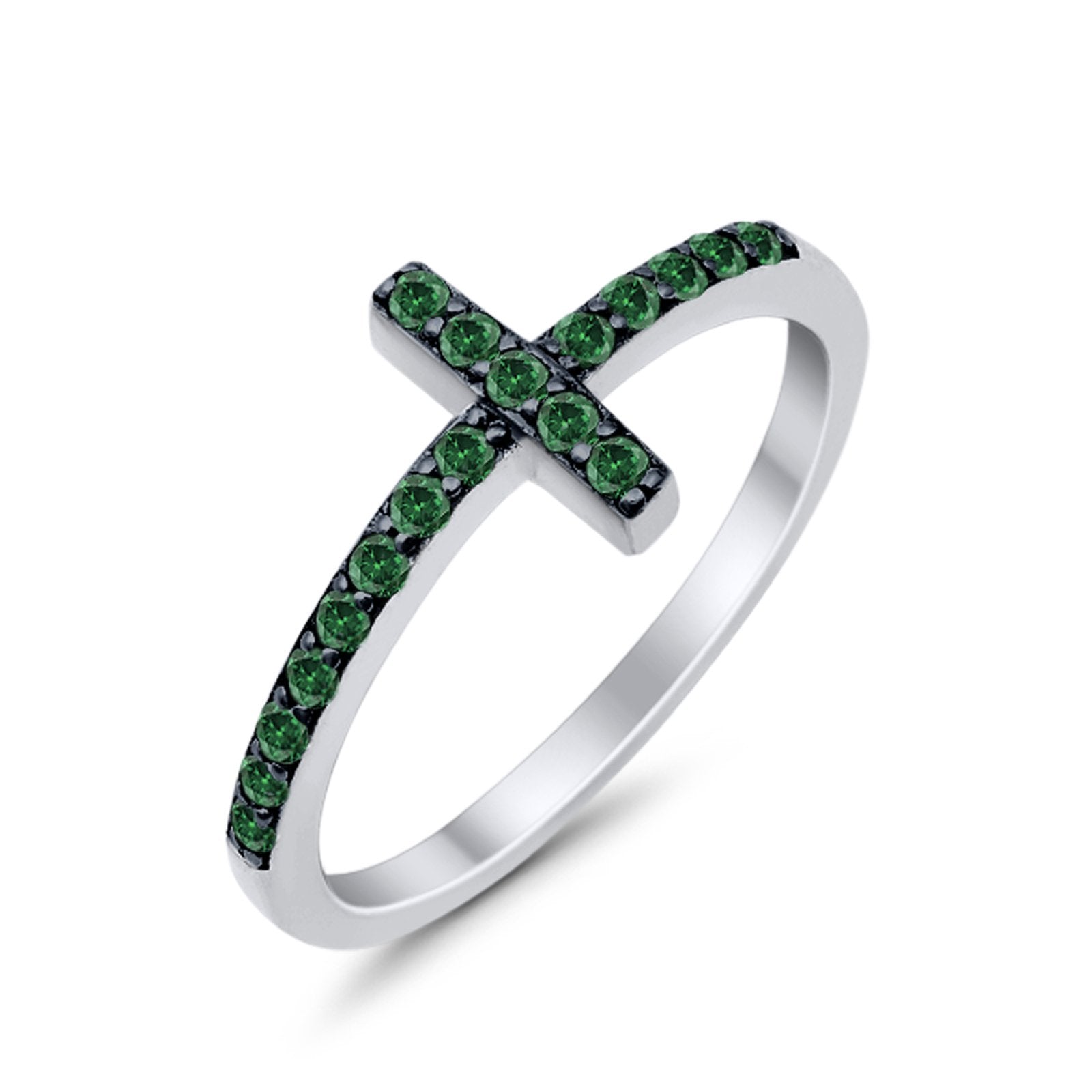 Wedding Eternity Sideways Cross Rings Simulated CZ 925 Sterling Silver