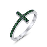 Wedding Eternity Sideways Cross Rings Simulated CZ 925 Sterling Silver