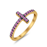 Wedding Eternity Sideways Cross Rings Simulated CZ 925 Sterling Silver