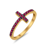 Wedding Eternity Sideways Cross Rings Simulated CZ 925 Sterling Silver