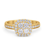 Halo Dazzling Accent Wedding Ring Simulated Cubic Zirconia 925 Sterling Silver