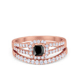 Halo Two Piece Engagement Ring Simulated Cubic Zirconia 925 Sterling Silver