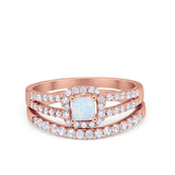 Halo Two Piece Engagement Ring Simulated Cubic Zirconia 925 Sterling Silver