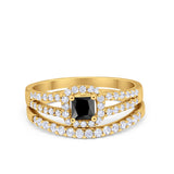 Halo Two Piece Engagement Ring Simulated Cubic Zirconia 925 Sterling Silver