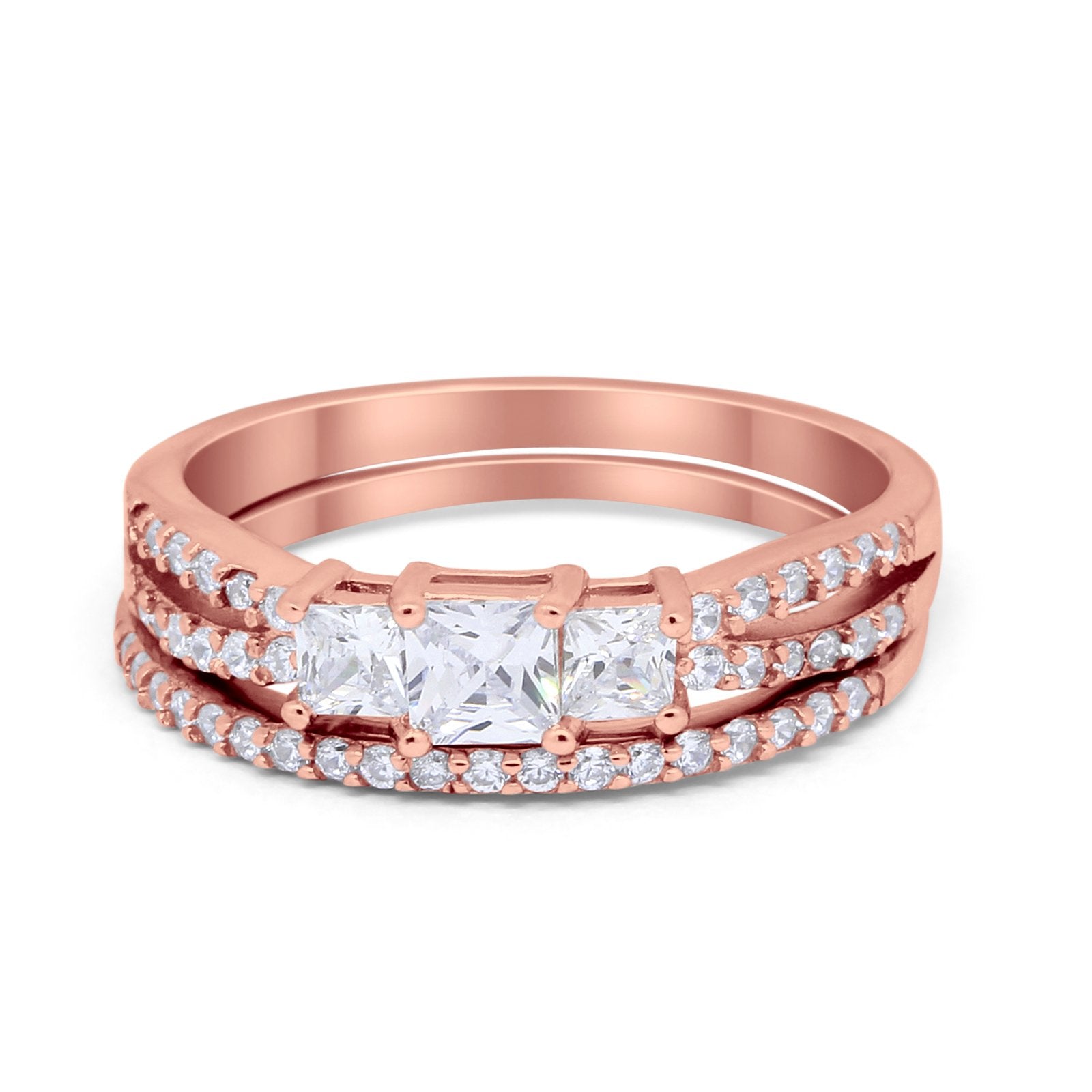 Engagement Ring Stone Princess Cut Simulated Cubic Zirconia 925 Sterling Silver