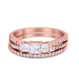 Engagement Ring Stone Princess Cut Simulated Cubic Zirconia 925 Sterling Silver