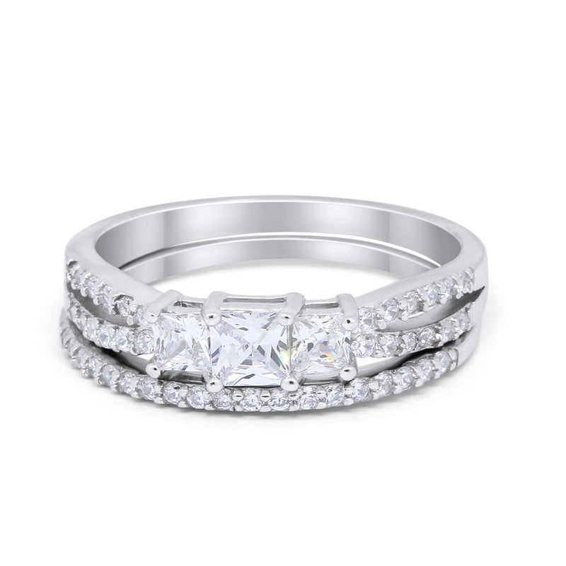Engagement Ring Stone Princess Cut Simulated Cubic Zirconia 925 Sterling Silver