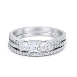 Engagement Ring Stone Princess Cut Simulated Cubic Zirconia 925 Sterling Silver