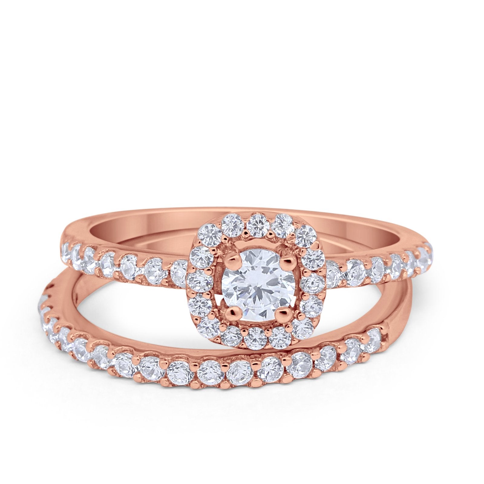 Wedding Band Ring Round Piece Simulated Cubic Zirconia 925 Sterling Silver