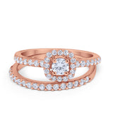 Wedding Band Ring Round Piece Simulated Cubic Zirconia 925 Sterling Silver