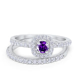 Wedding Band Ring Round Piece Simulated Cubic Zirconia 925 Sterling Silver