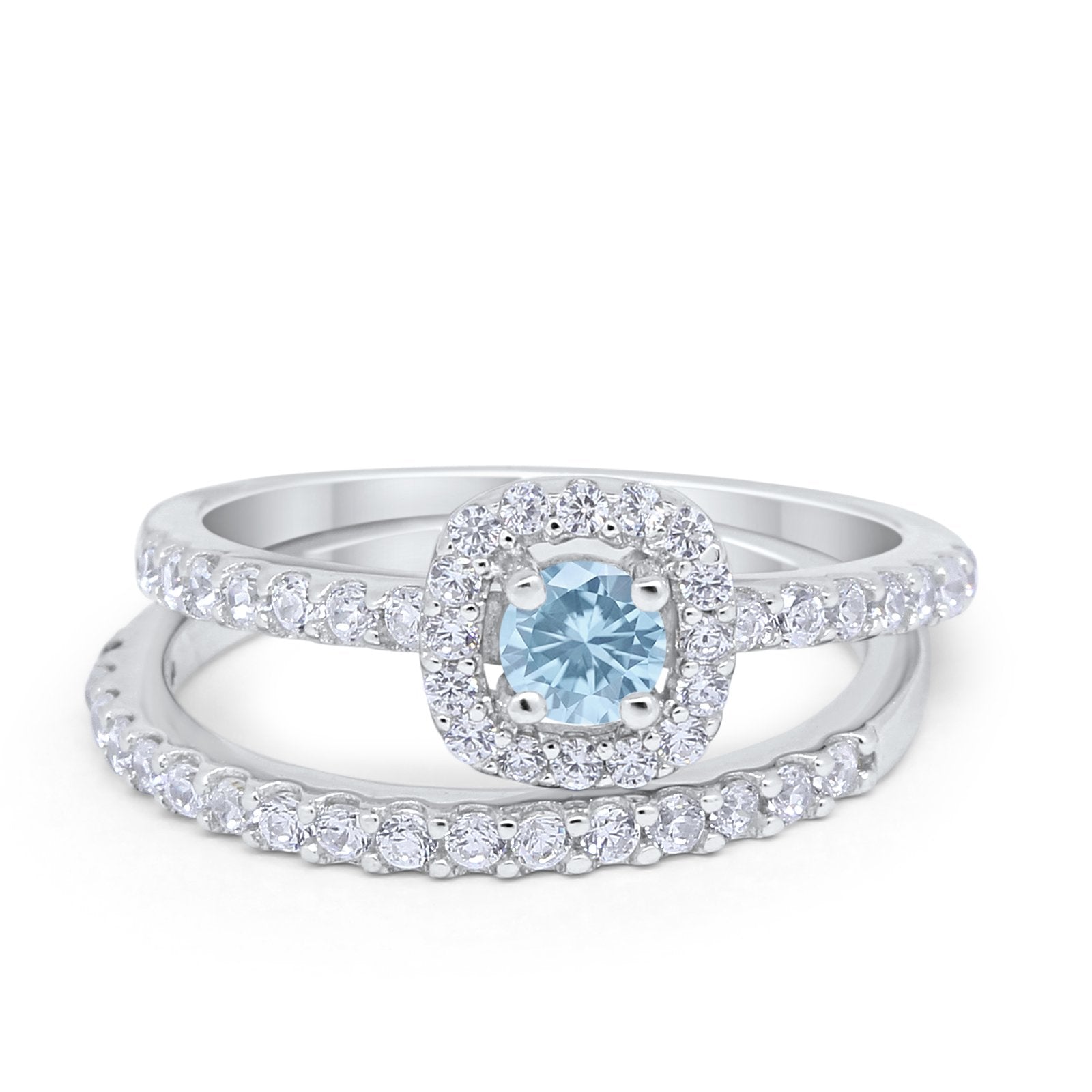 Wedding Band Ring Round Piece Simulated Cubic Zirconia 925 Sterling Silver