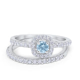 Wedding Band Ring Round Piece Simulated Cubic Zirconia 925 Sterling Silver