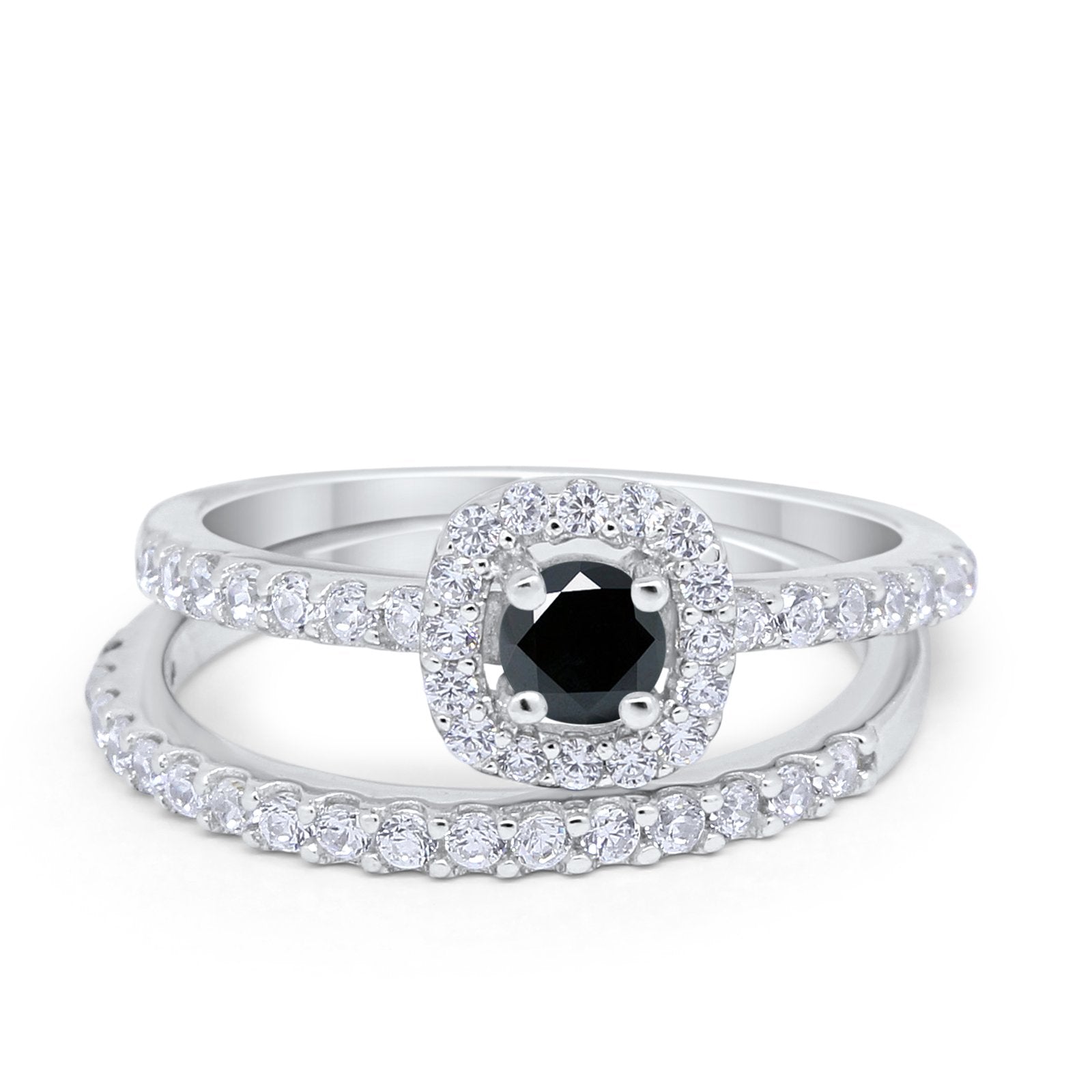 Wedding Band Ring Round Piece Simulated Cubic Zirconia 925 Sterling Silver