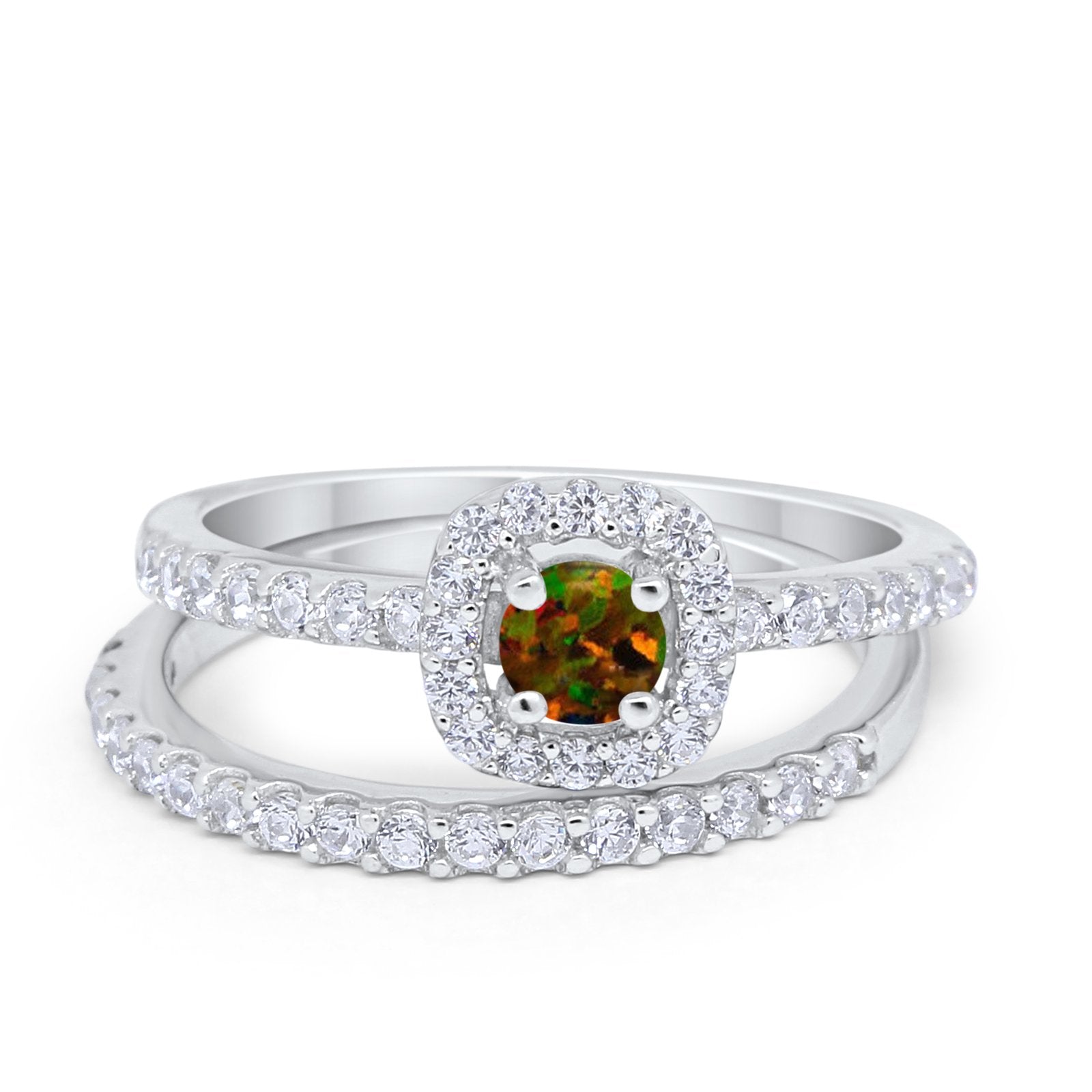 Wedding Band Ring Round Piece Simulated Cubic Zirconia 925 Sterling Silver