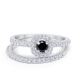 Wedding Band Ring Round Piece Simulated Cubic Zirconia 925 Sterling Silver