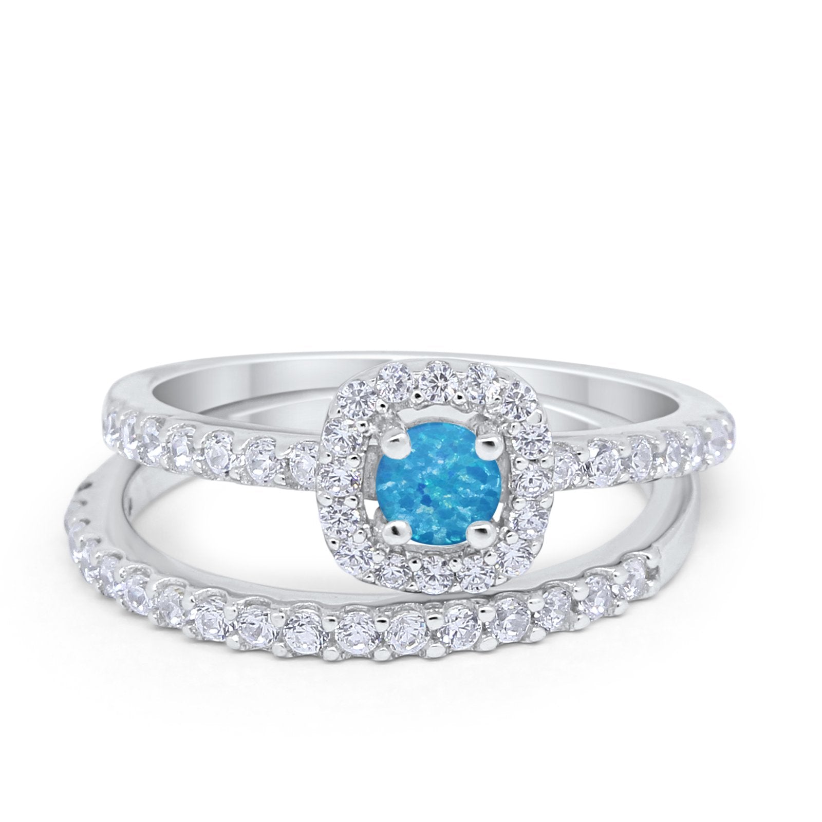 Wedding Band Ring Round Piece Simulated Cubic Zirconia 925 Sterling Silver