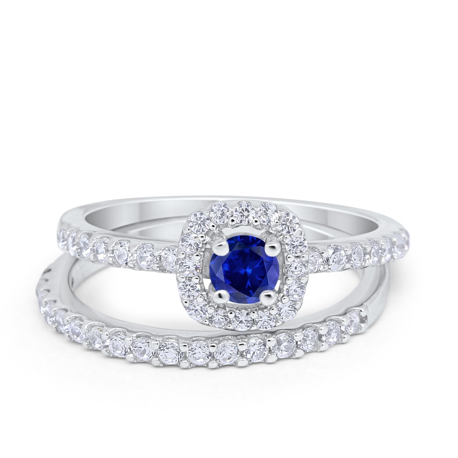 Wedding Band Ring Round Piece Simulated Cubic Zirconia 925 Sterling Silver