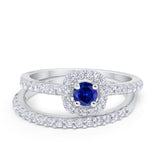 Wedding Band Ring Round Piece Simulated Cubic Zirconia 925 Sterling Silver