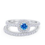 Wedding Band Ring Round Piece Simulated Cubic Zirconia 925 Sterling Silver