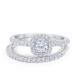 Wedding Band Ring Round Piece Simulated Cubic Zirconia 925 Sterling Silver