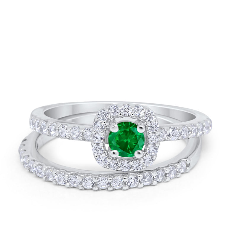 Wedding Band Ring Round Piece Simulated Cubic Zirconia 925 Sterling Silver