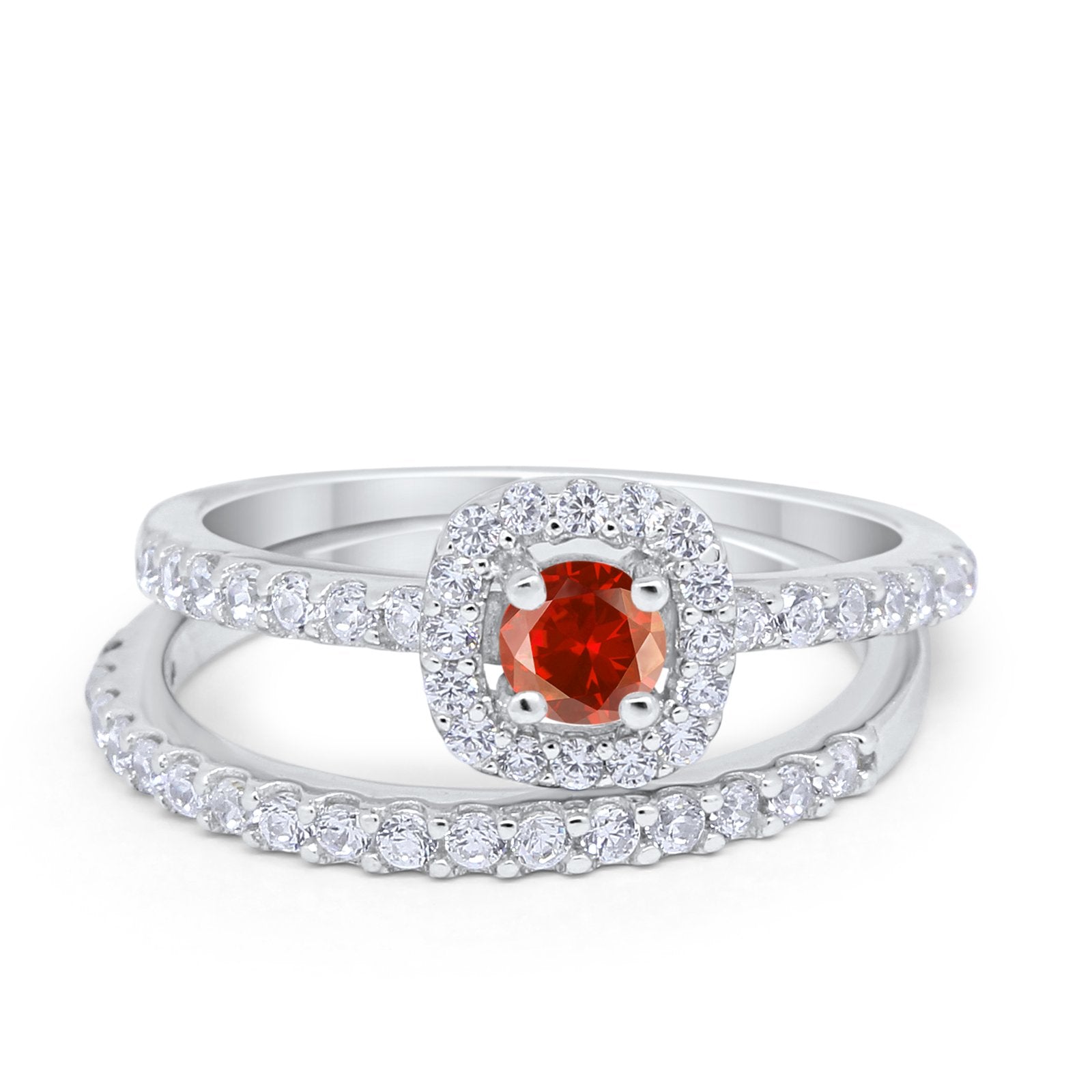 Wedding Band Ring Round Piece Simulated Cubic Zirconia 925 Sterling Silver