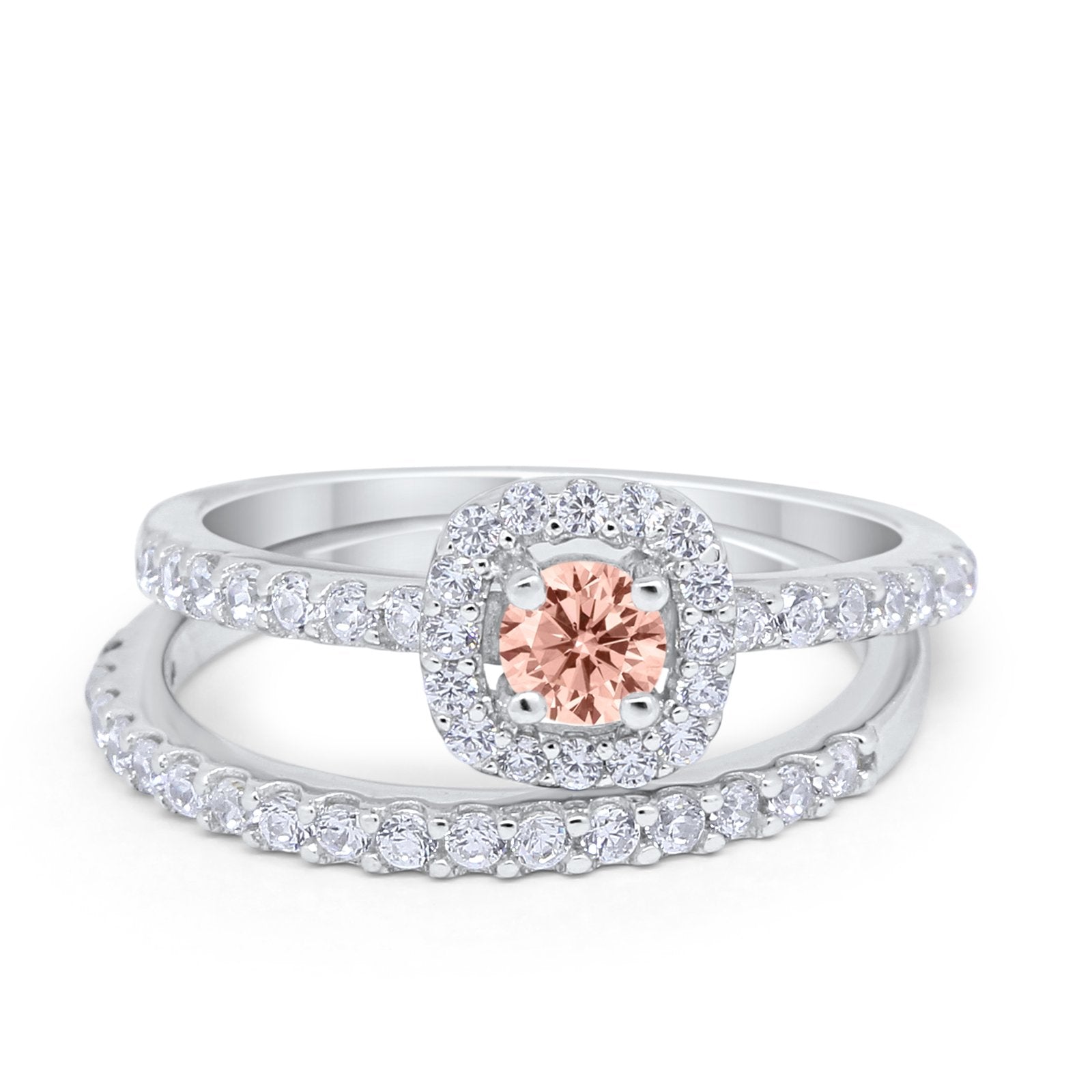 Wedding Band Ring Round Piece Simulated Cubic Zirconia 925 Sterling Silver