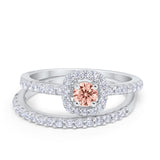 Wedding Band Ring Round Piece Simulated Cubic Zirconia 925 Sterling Silver