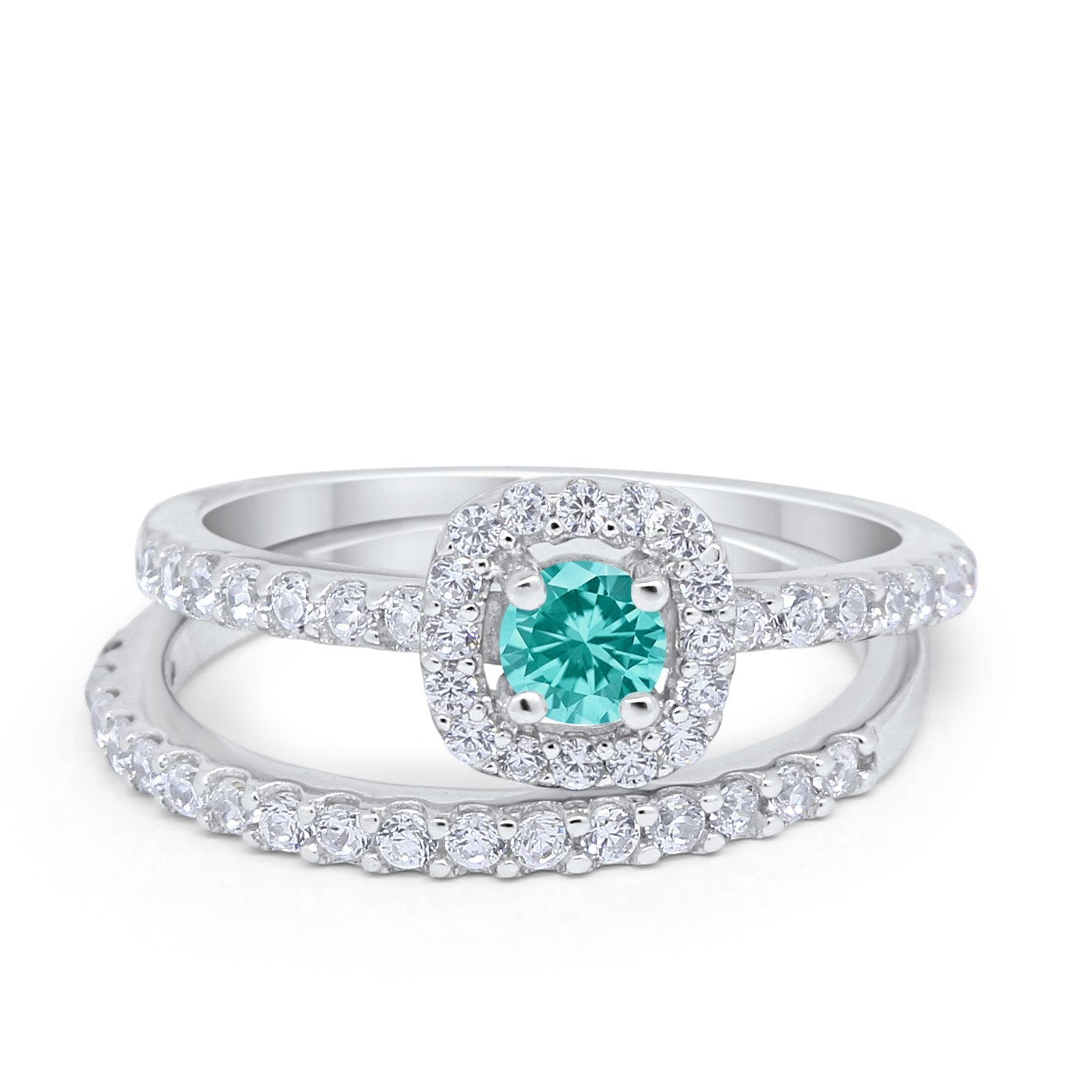 Wedding Band Ring Round Piece Simulated Cubic Zirconia 925 Sterling Silver