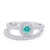 Wedding Band Ring Round Piece Simulated Cubic Zirconia 925 Sterling Silver