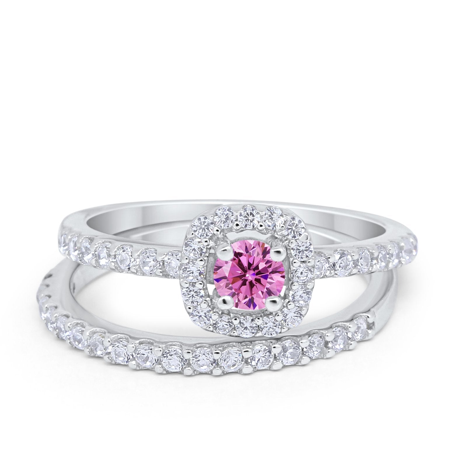Wedding Band Ring Round Piece Simulated Cubic Zirconia 925 Sterling Silver