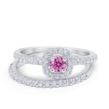 Wedding Band Ring Round Piece Simulated Cubic Zirconia 925 Sterling Silver